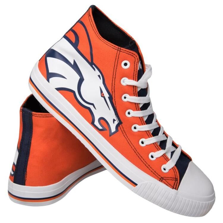 Women Or Youth NFL Denver Broncos Repeat Print High Top Sneakers 003